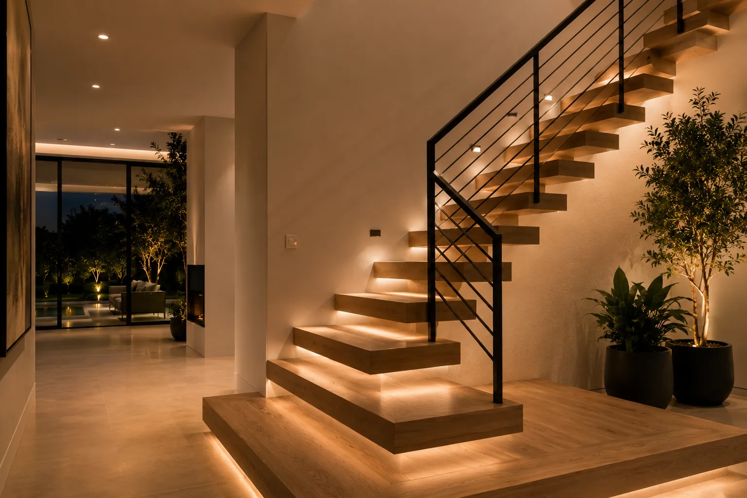 Barandal metálico en escalera interior